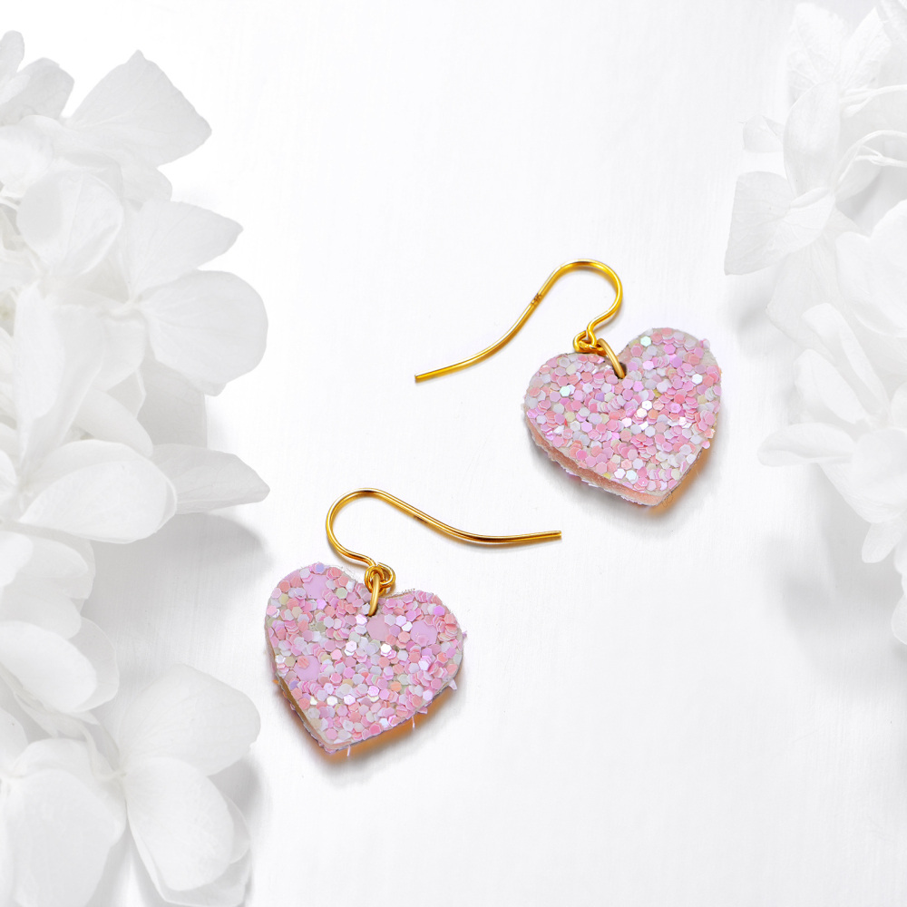 Pendientes colgantes de corazón de oro de 14 quilates-4