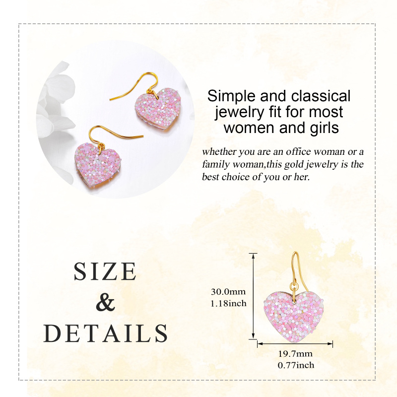 Herzförmige Ohrhänger aus 10-karätigem Weißgold-5