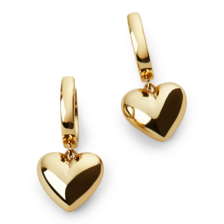 Sterling Silver with Yellow Gold Plated Heart Drop Earrings-1