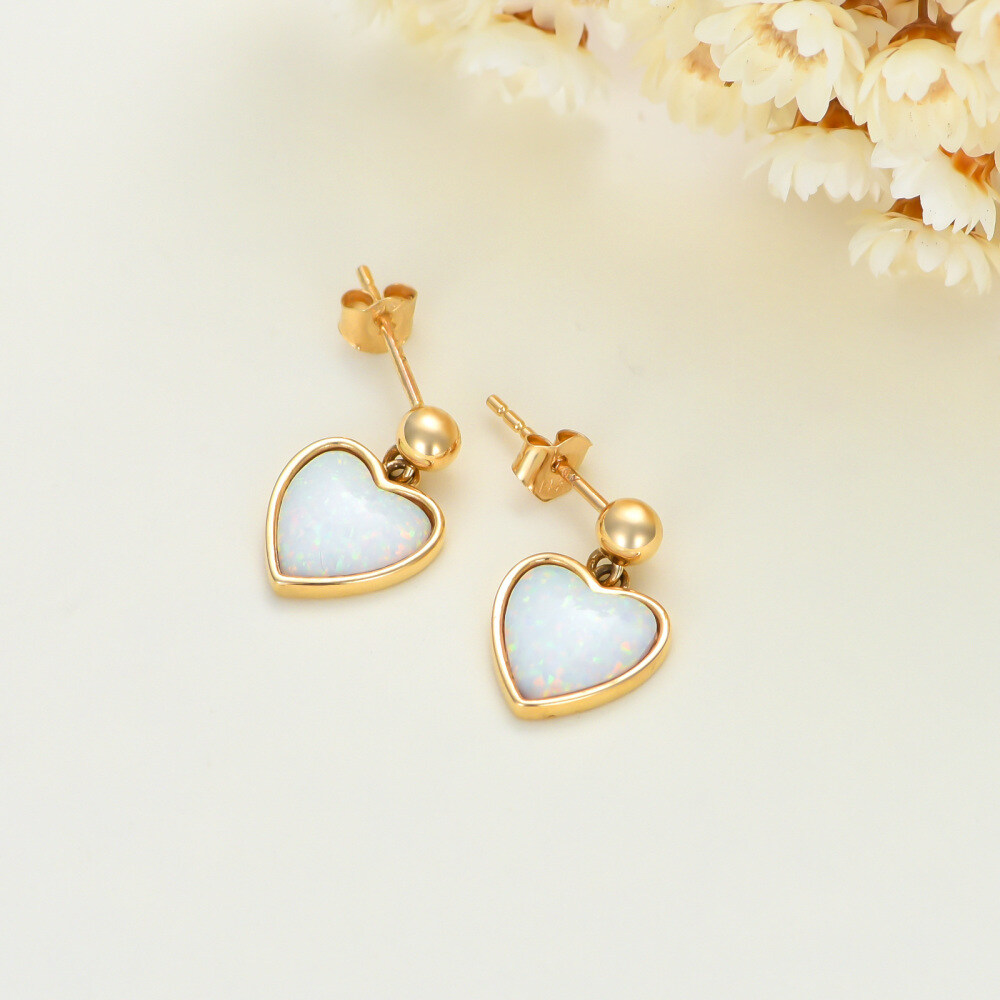 Boucles d'oreilles pendantes en or 10K en forme de coeur-3