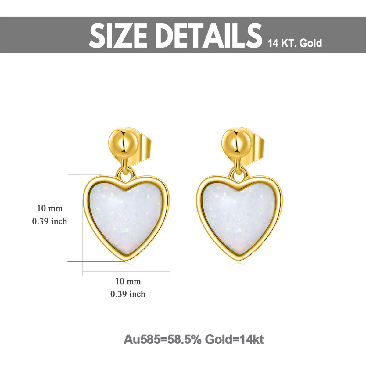 Orecchini a goccia a cuore in oro 14K-5