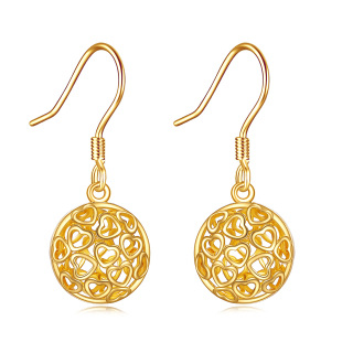 10K Gold Heart Drop Earrings-3