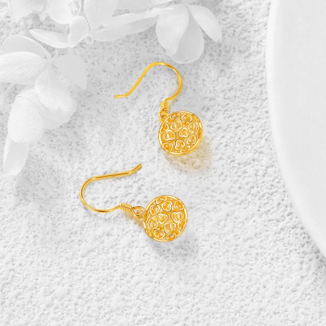 Boucles d'oreilles pendantes en or 14K en forme de coeur-4