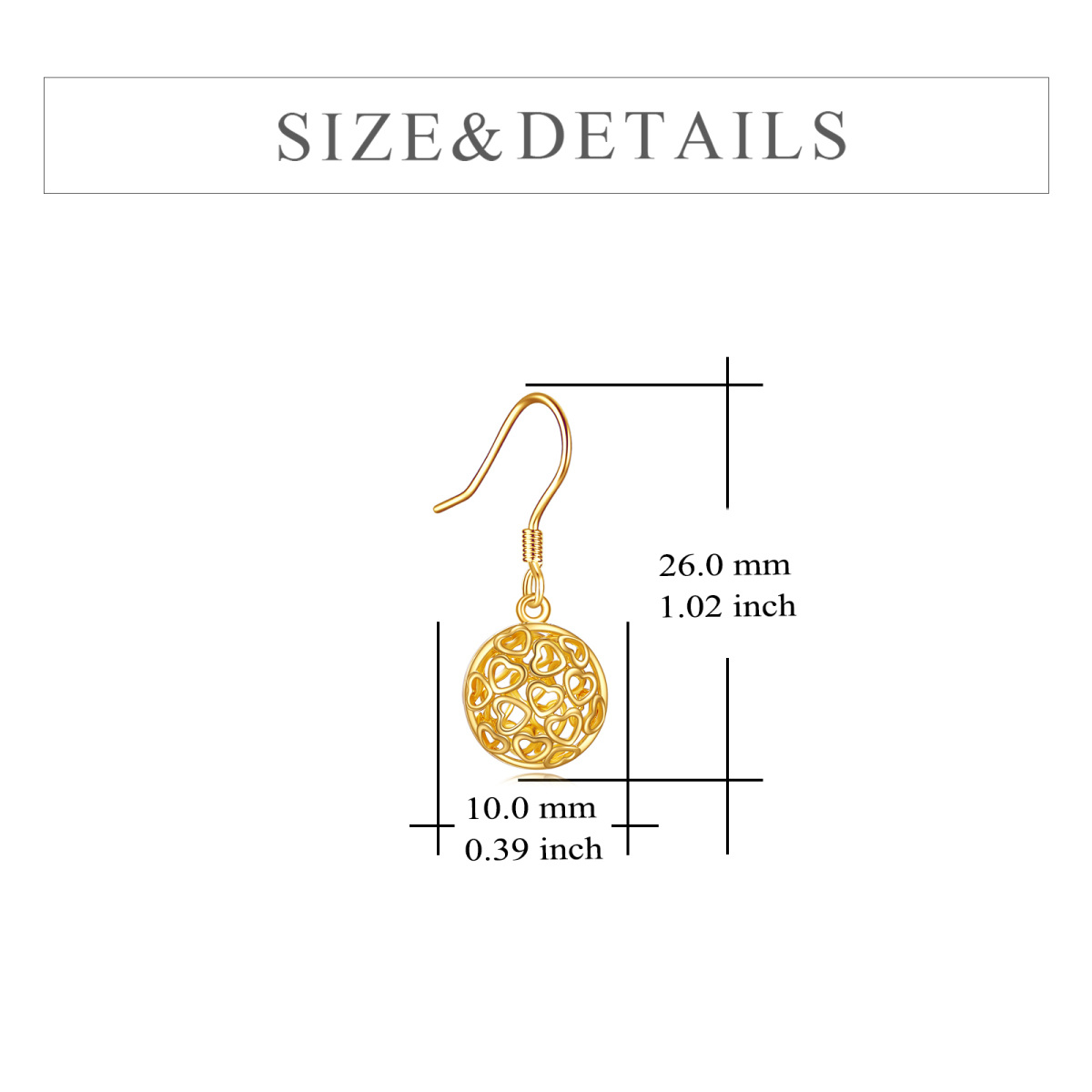 14K Gold Heart Drop Earrings-5