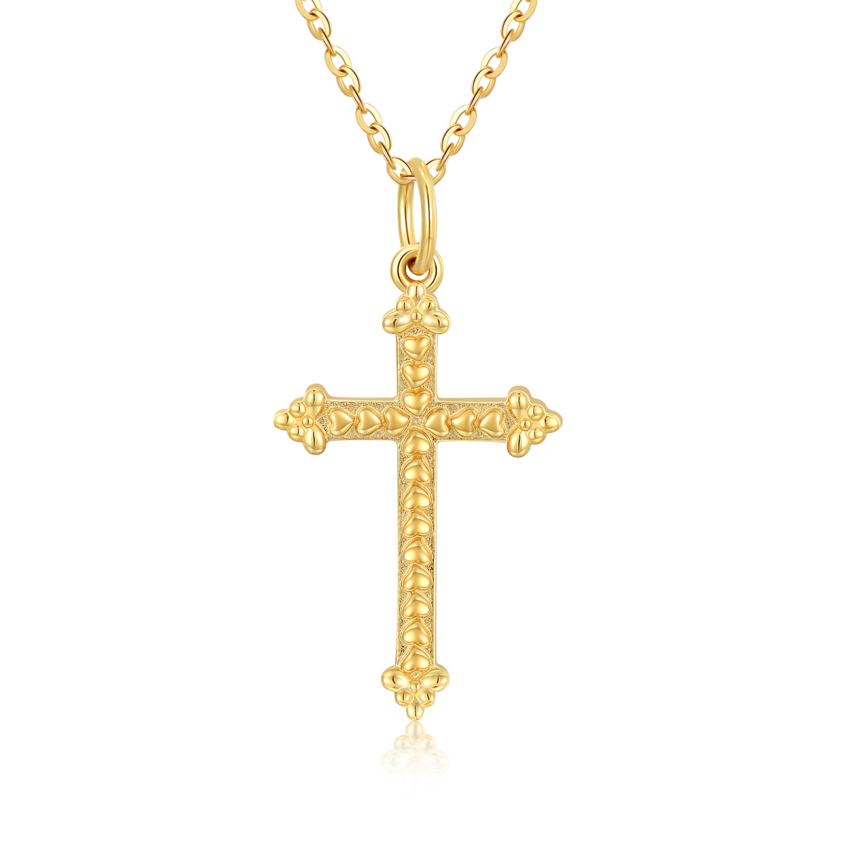 Collier Croix en or 10K avec pendentif en forme de coeur-1