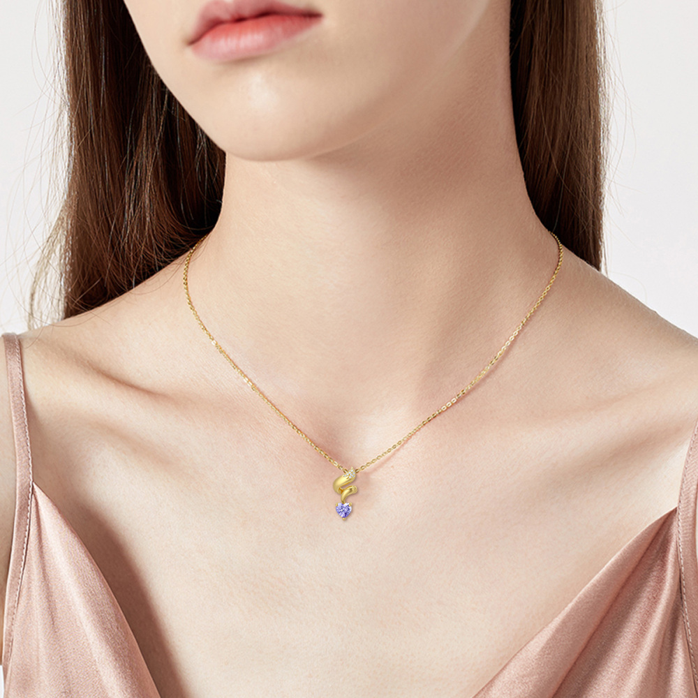 10K Gold Heart Cubic Zirconia Fox Pendant Necklace-2