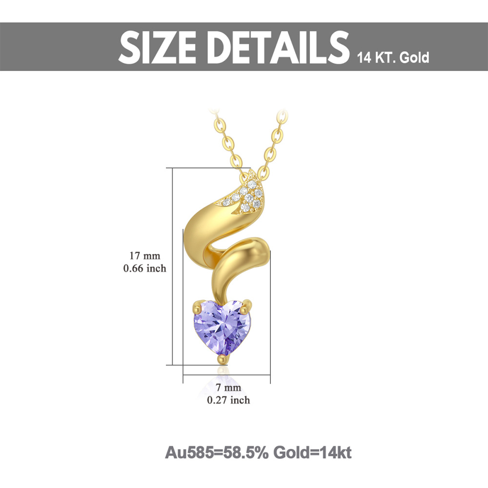 10K Gold Heart Cubic Zirconia Fox Pendant Necklace-6