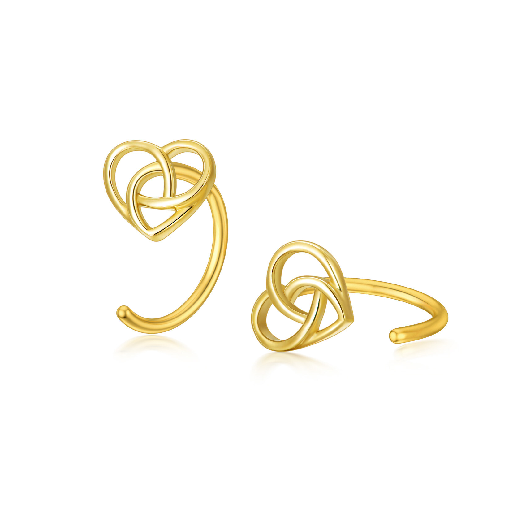 14K Gold Heart Hoop… - image