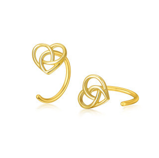 10K Gold Heart Hoop Earrings-12