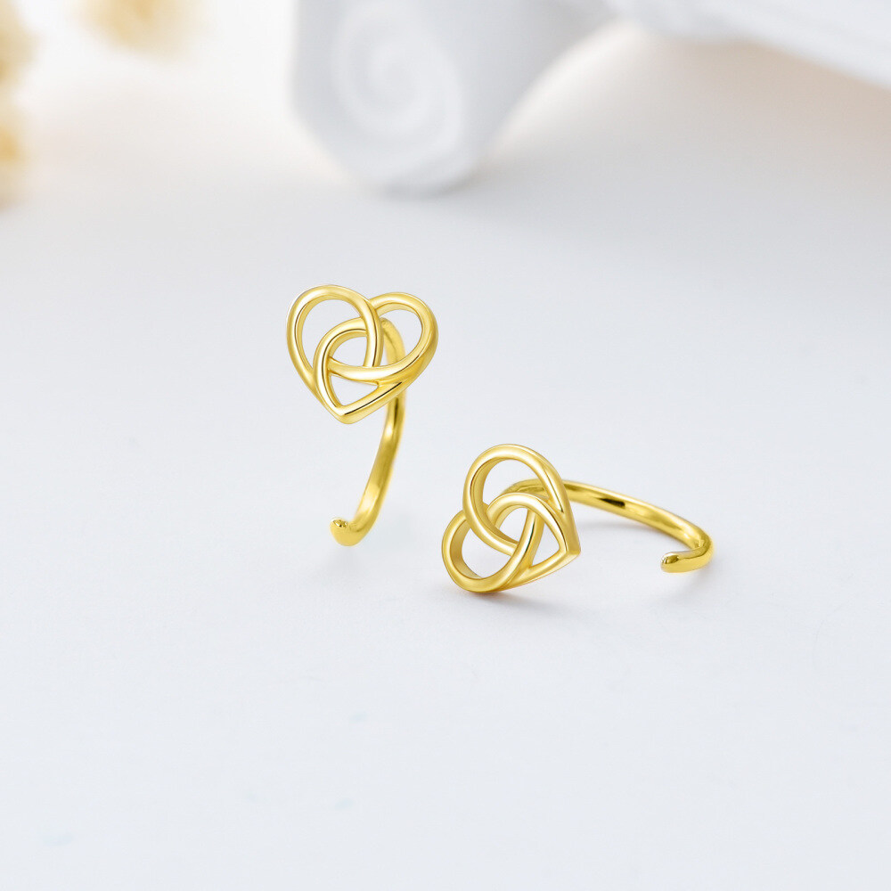 Pendientes de aro corazón de oro de 14 quilates-4
