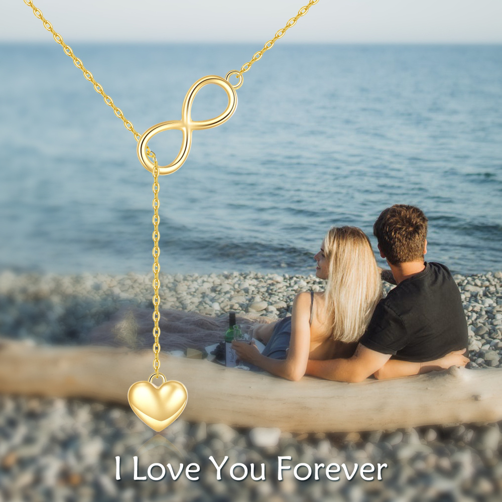 10K Gold Heart & Infinity Symbol Adjustable Y Necklace-6