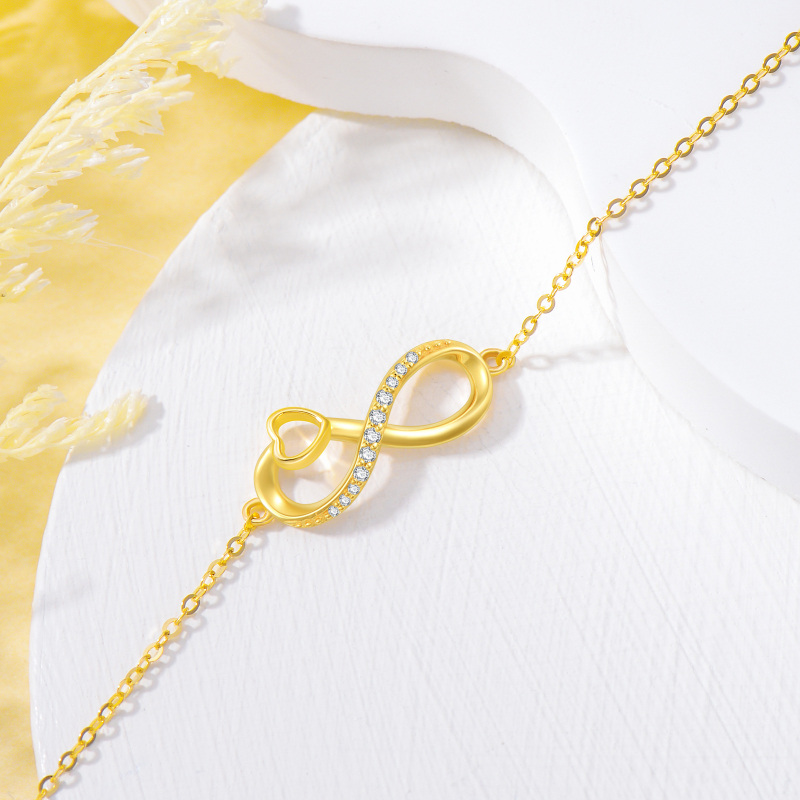 14 Karat Gold-Charm-Armband mit Herz-Unendlichkeitssymbol und Zirkonia-3