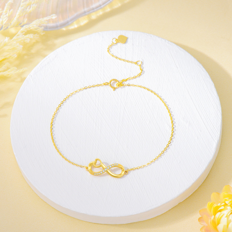 14 Karat Gold-Charm-Armband mit Herz-Unendlichkeitssymbol und Zirkonia-4