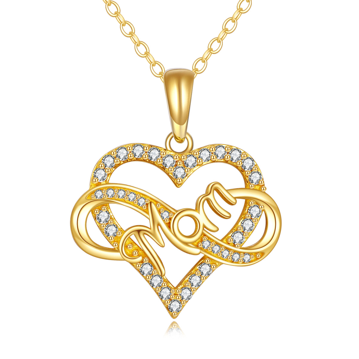 10K Gold Heart Infinity Symbol Mom Necklace-1