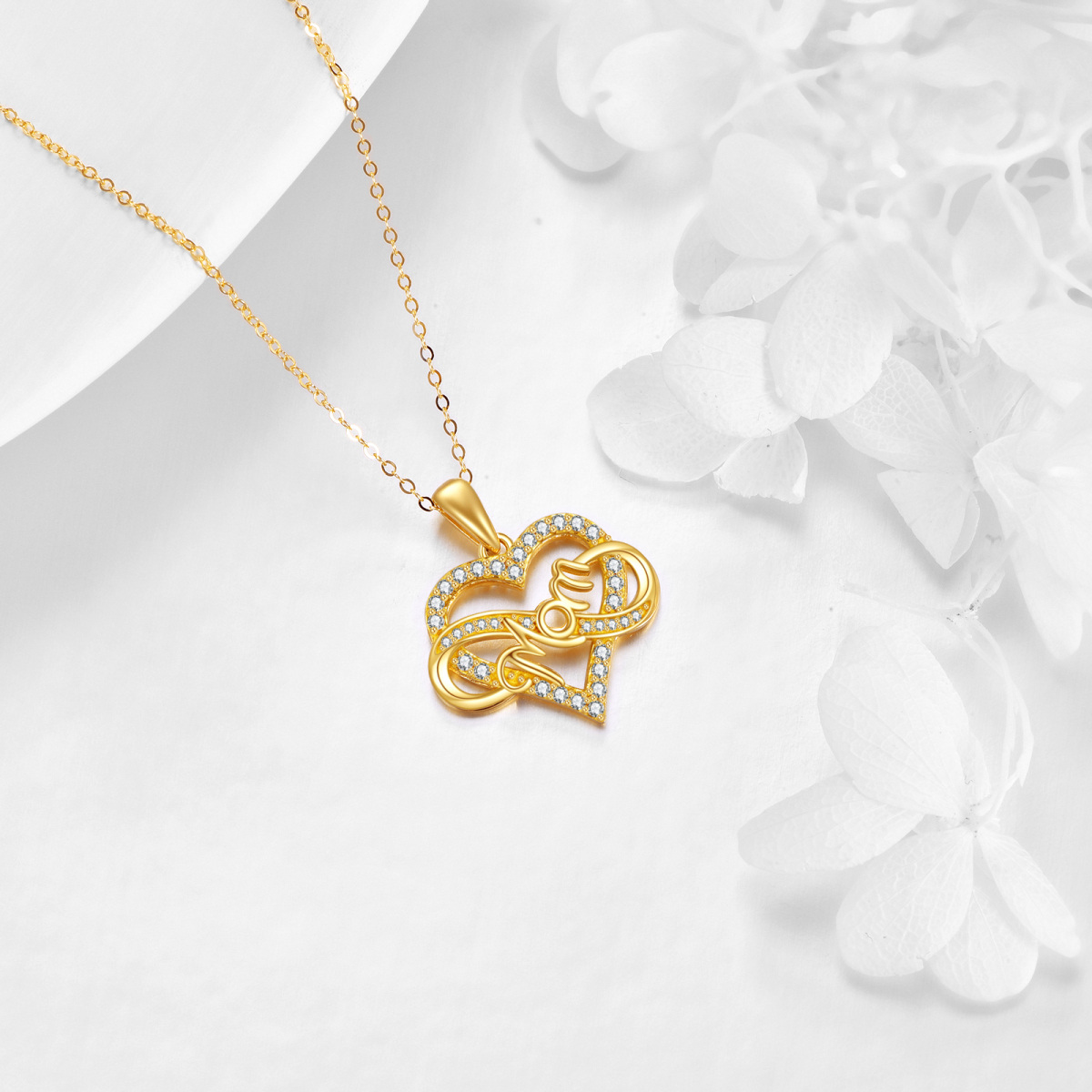 10K Gold Heart Infinity Symbol Mom Necklace-4