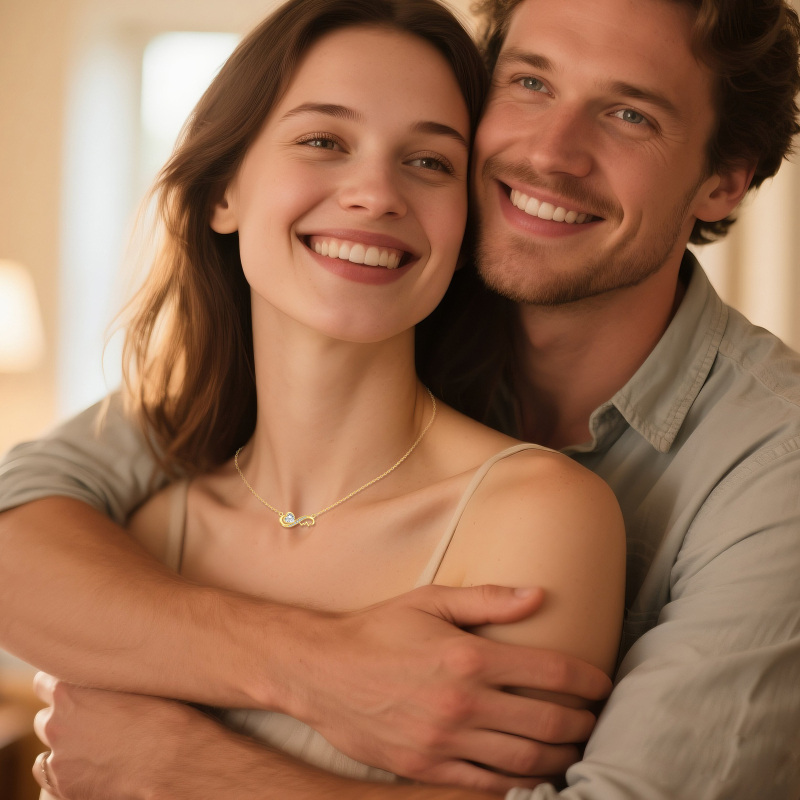 10K Gold Cubic Zirconia Heart & Infinity Symbol Pendant Necklace-5