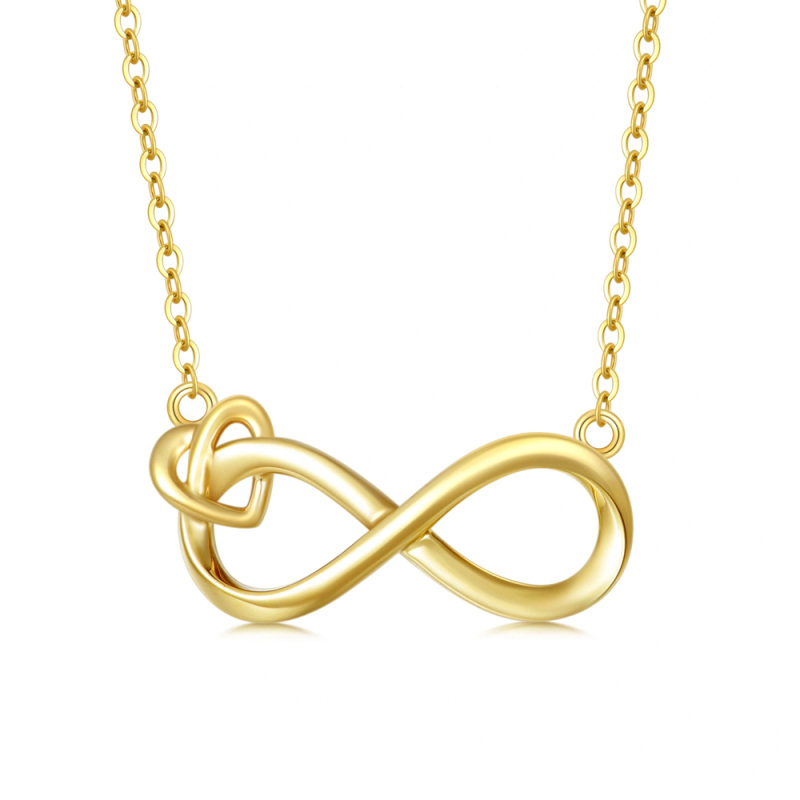 10K Gold Heart & Infinity Symbol Pendant Necklace-1