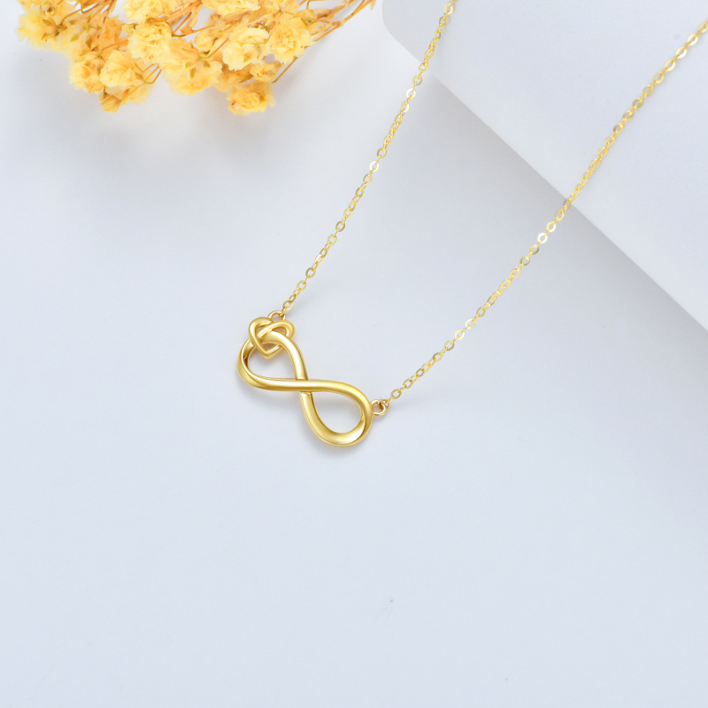 10K Gold Heart & Infinity Symbol Pendant Necklace-5