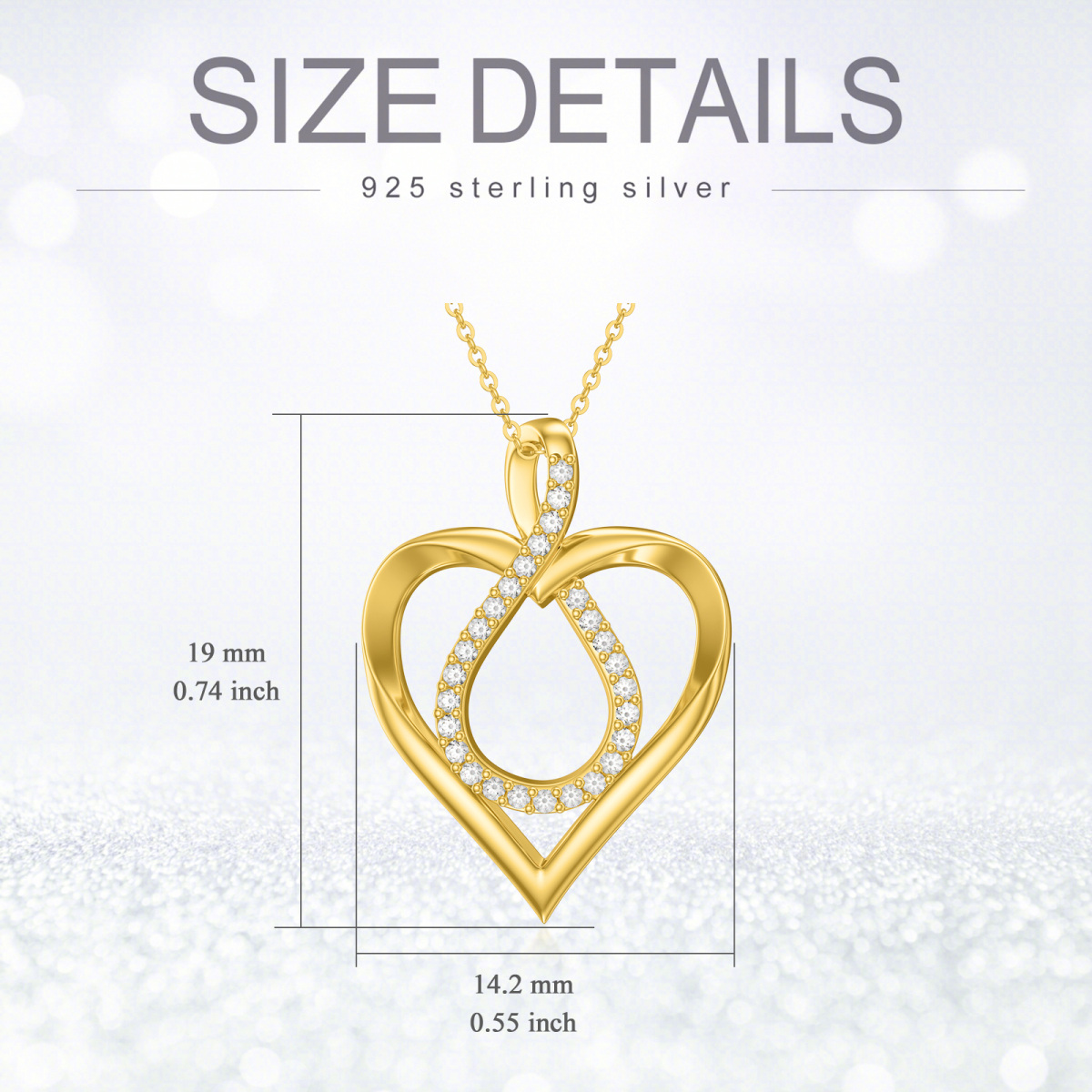 10K Gold Cubic Zirconia Heart & Infinity Symbol Pendant Necklace-6