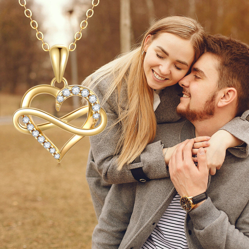 قلب من الذهب عيار 14 قيراط مكعب زركونيا-5