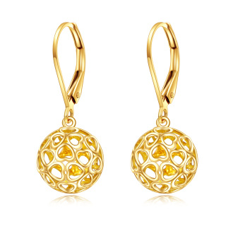 10K Gold Heart Lever-back Earrings-20