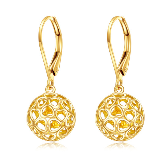 Boucles d'oreilles à levier en or 14K avec cœur