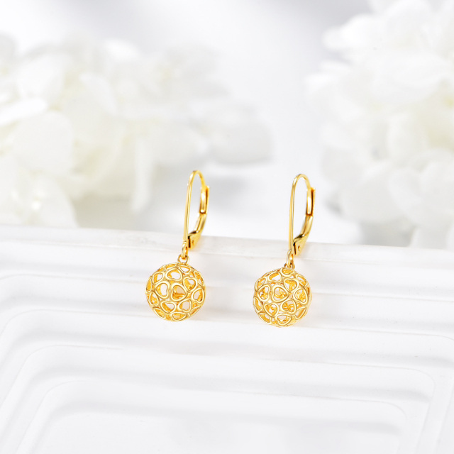 Boucles d'oreilles à levier en or 14K avec cœur-3