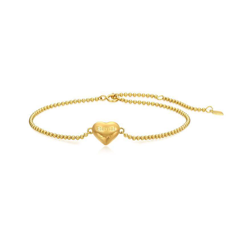 Bracciale con perline metalliche a cuore in oro 10K-1