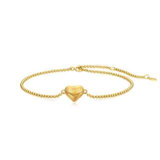 10K Gold Heart Metal Beads Bracelet-8