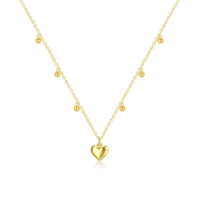 Collier ras du cou en or 14K avec cœur en métal-1