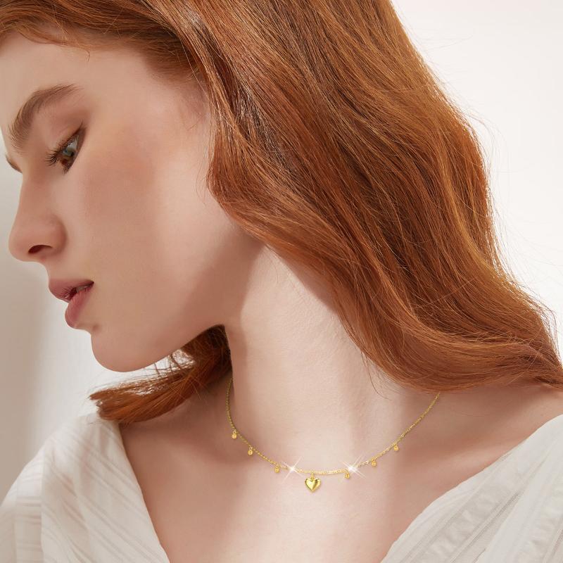 10K Gouden Hart Metalen Choker Ketting-2
