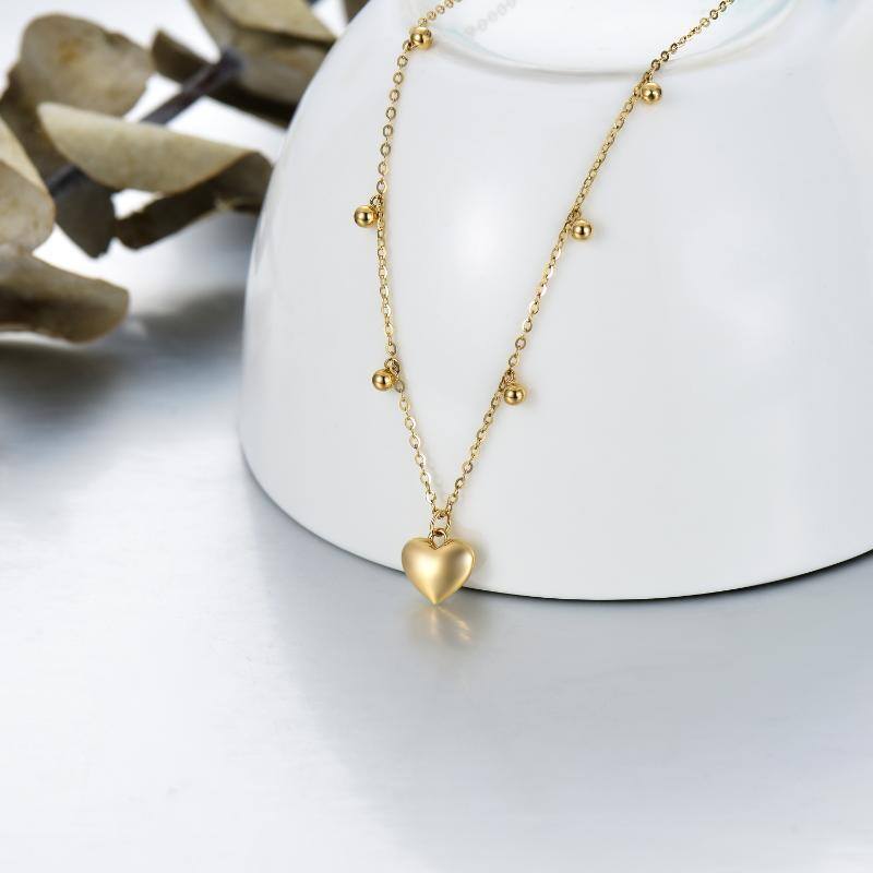 Collier ras du cou en or 14K avec cœur en métal-4