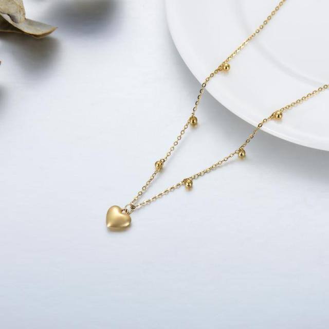 14K Gold Heart Metal Choker Necklace-5