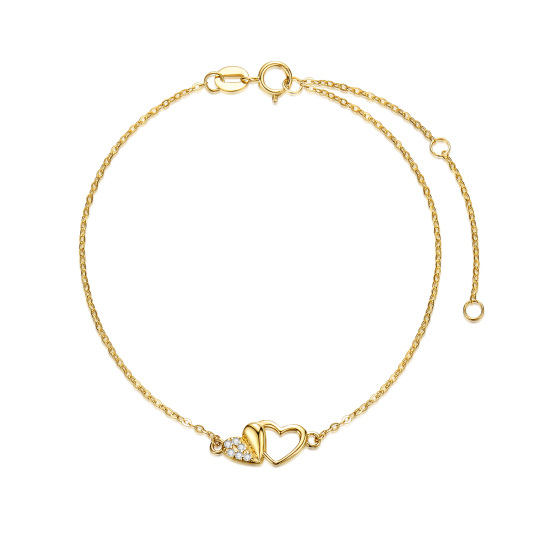 Bracciale con ciondolo in oro 14K con cuore in moissanite