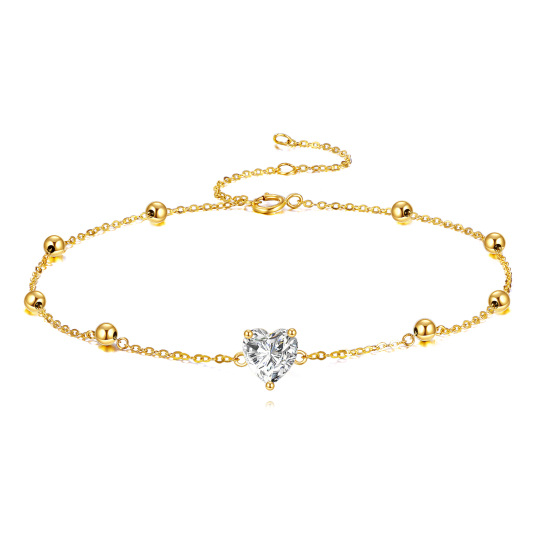 14K Gold Herz Moissanit Anhänger Armband-1