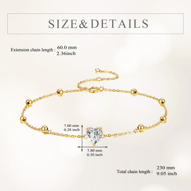 14K Gold Heart Moissanite Pendant Bracelet-5