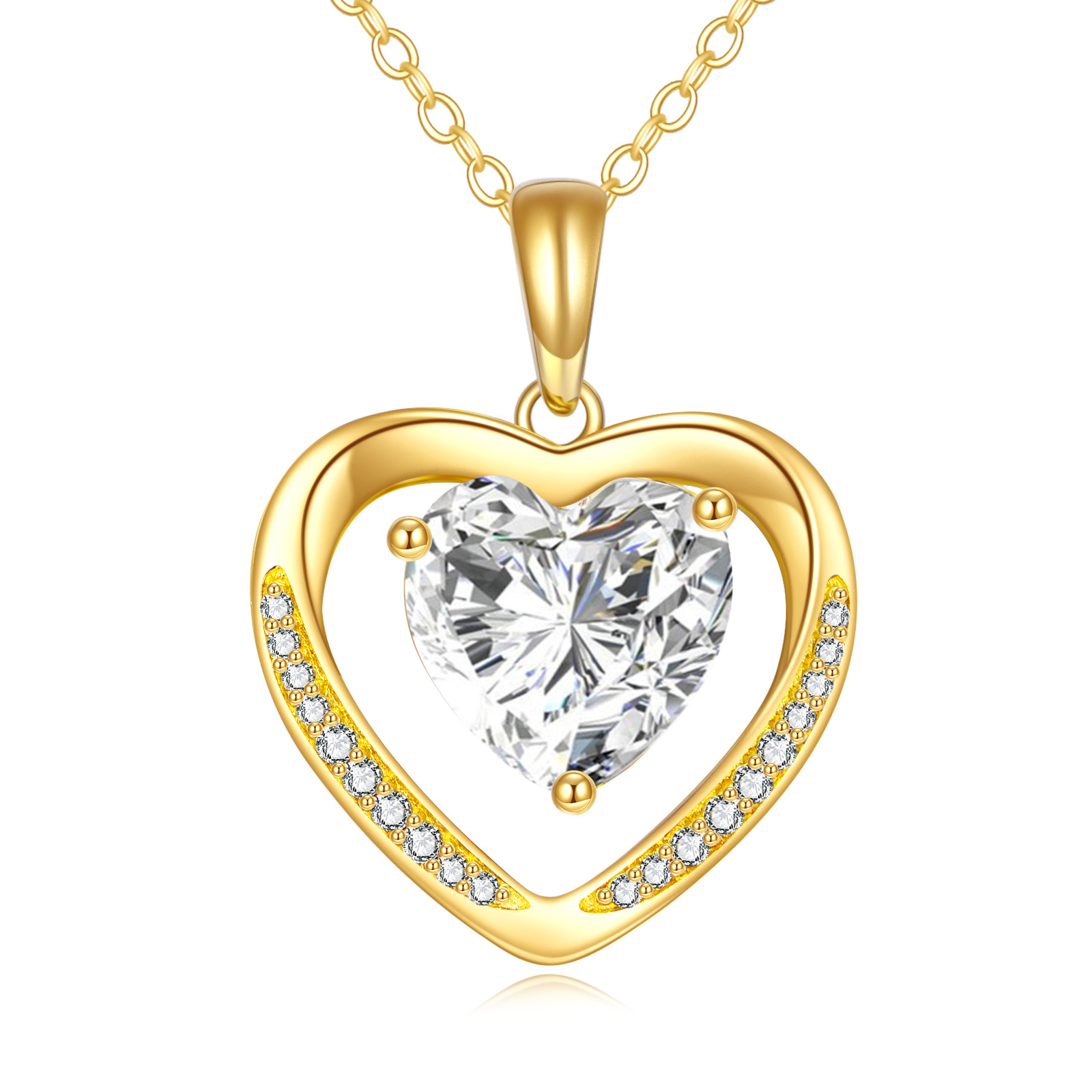 14K Gold Heart Mois… - image
