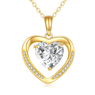 10K Gold Heart Moissanite Heart Pendant Necklace-1