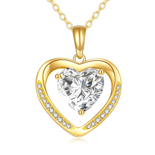 10K Gold Heart Moissanite Heart Pendant Necklace