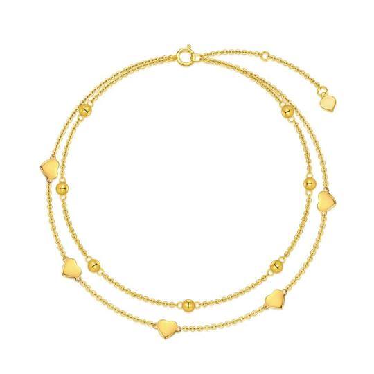 Bracelet de cheville en or 14K avec cœur multicouche