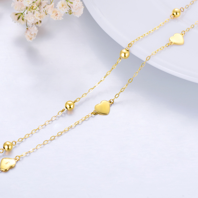 خلخال متعدد الطبقات على شكل قلب من الذهب عيار 14 قيراطًا-3