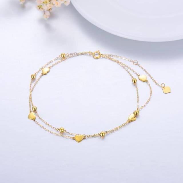 Bracelet de cheville en or 14K avec cœur multicouche-4