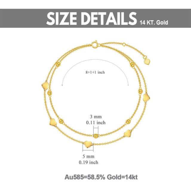 Tobillera Multicapa Corazón Oro 14K-5