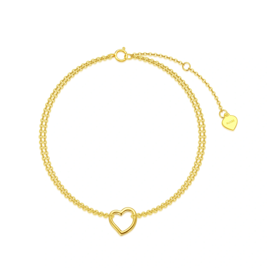 14K Gold Heart Multi-layered Anklet