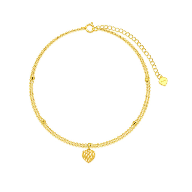 Bracelet de cheville en or 14K avec cœur multicouche