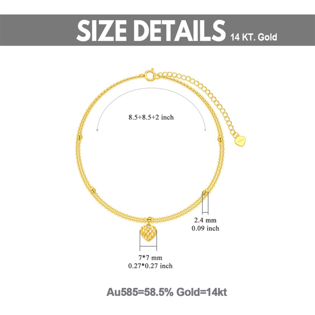 14K Gold Herz mehrschichtiges Fußkettchen-5