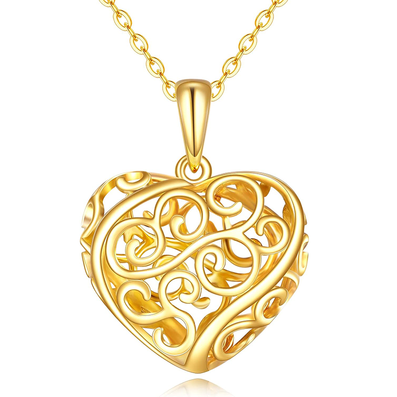 14K Gold Heart Necklace for Women-1