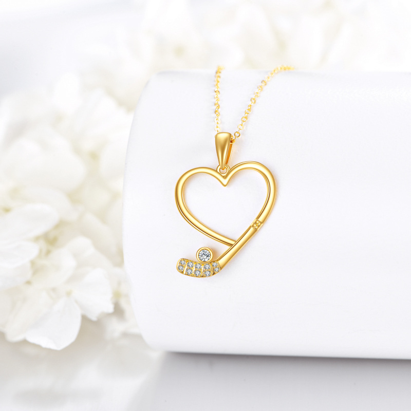 Collar de corazón con circonitas cúbicas de oro de 10 quilates para mujer-3