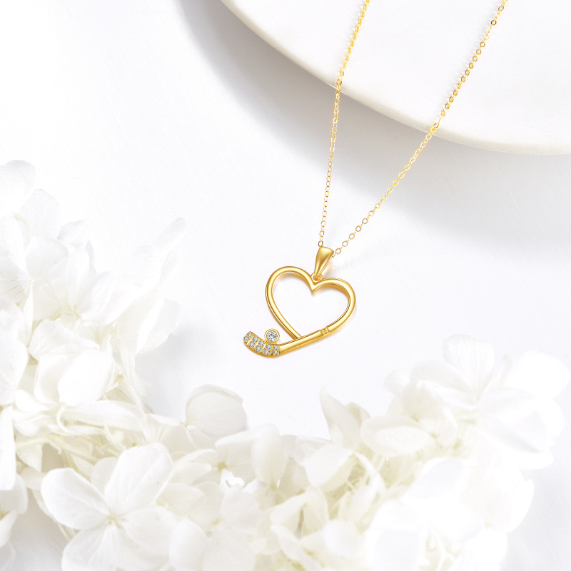 Collar de corazón con circonitas cúbicas de oro de 10 quilates para mujer-5
