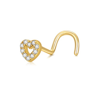 10K Gold Cubic Zirconia Heart Nose Ring-16
